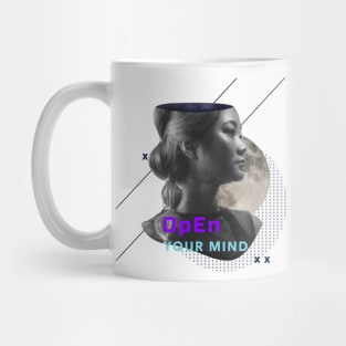 Surrealistic Woman Open Your Mind Hidden Message Mug